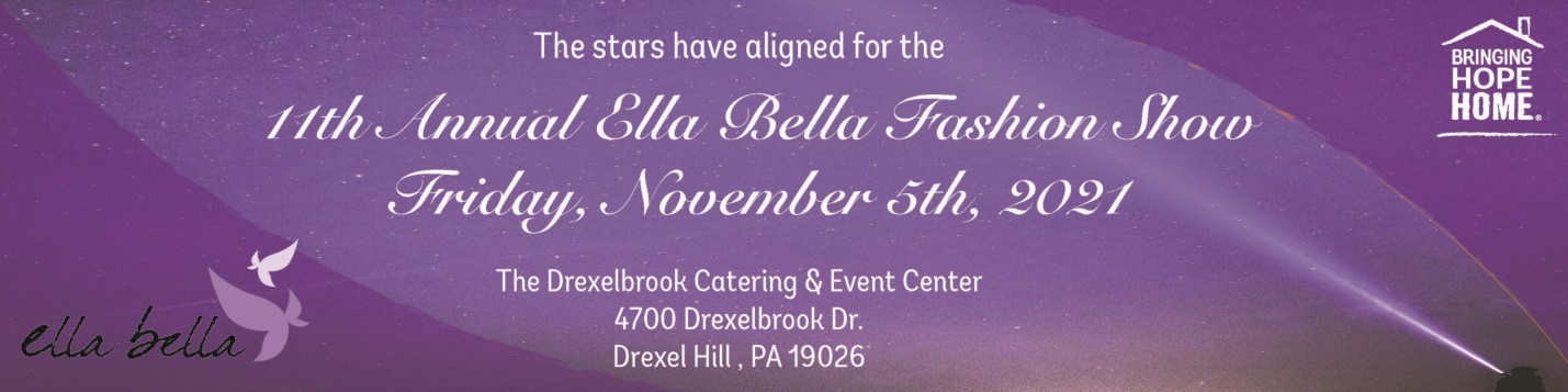 Fashion show advertisement on a purple background
